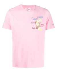 T-shirt à col rond brodé rose MC2 Saint Barth