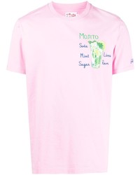 T-shirt à col rond brodé rose MC2 Saint Barth