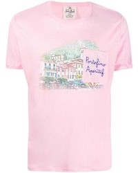 T-shirt à col rond brodé rose MC2 Saint Barth