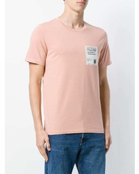 T-shirt à col rond brodé rose Maison Margiela