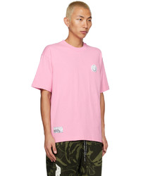 T-shirt à col rond brodé rose AAPE BY A BATHING APE