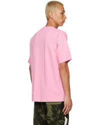 T-shirt à col rond brodé rose AAPE BY A BATHING APE