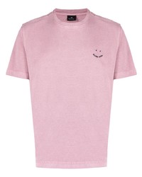 T-shirt à col rond brodé rose PS Paul Smith