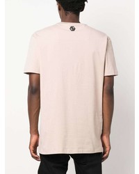 T-shirt à col rond brodé rose Philipp Plein