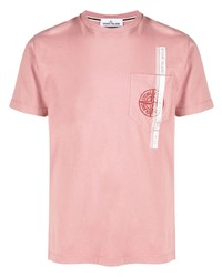T-shirt à col rond brodé rose Stone Island