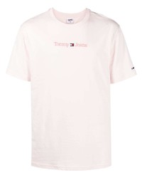 T-shirt à col rond brodé rose Tommy Jeans