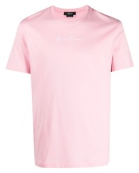 T-shirt à col rond brodé rose Versace