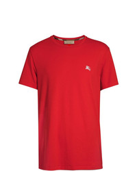 T-shirt à col rond brodé rouge Burberry