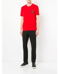 T-shirt à col rond brodé rouge CK Calvin Klein