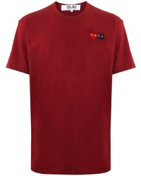 T-shirt à col rond brodé rouge Comme Des Garcons Play