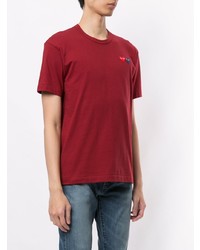 T-shirt à col rond brodé rouge Comme Des Garcons Play