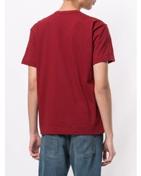 T-shirt à col rond brodé rouge Comme Des Garcons Play