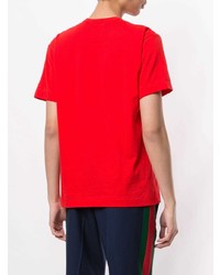 T-shirt à col rond brodé rouge Comme Des Garcons Play