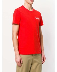 T-shirt à col rond brodé rouge AMI Alexandre Mattiussi