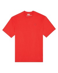 T-shirt à col rond brodé rouge Diesel