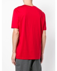 T-shirt à col rond brodé rouge Salvatore Ferragamo