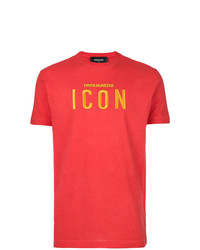 T-shirt à col rond brodé rouge DSQUARED2