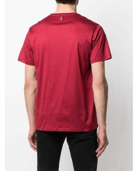 T-shirt à col rond brodé rouge Billionaire