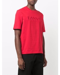 T-shirt à col rond brodé rouge Lanvin