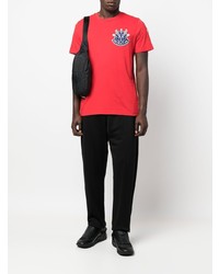 T-shirt à col rond brodé rouge Moncler