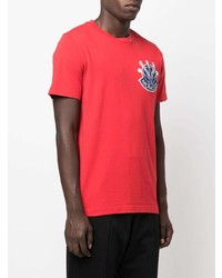 T-shirt à col rond brodé rouge Moncler