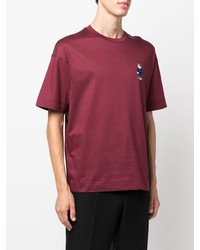 T-shirt à col rond brodé rouge Emporio Armani