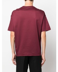 T-shirt à col rond brodé rouge Emporio Armani