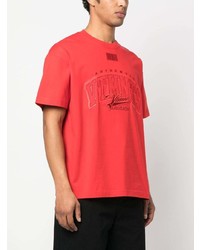 T-shirt à col rond brodé rouge Vetements