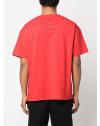 T-shirt à col rond brodé rouge Vetements