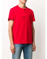 T-shirt à col rond brodé rouge Maison Margiela