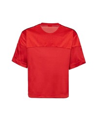 T-shirt à col rond brodé rouge Fendi