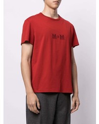 T-shirt à col rond brodé rouge Maison Margiela