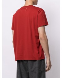 T-shirt à col rond brodé rouge Maison Margiela