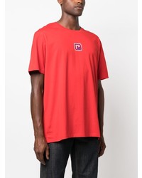 T-shirt à col rond brodé rouge Balmain
