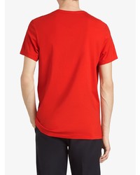 T-shirt à col rond brodé rouge Burberry