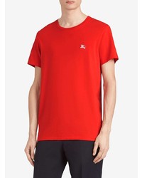 T-shirt à col rond brodé rouge Burberry