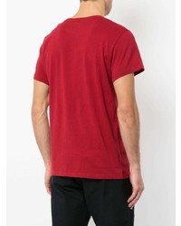 T-shirt à col rond brodé rouge Kent & Curwen