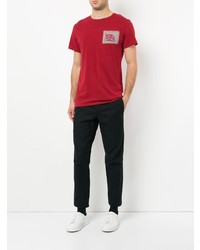 T-shirt à col rond brodé rouge Kent & Curwen