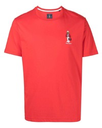 T-shirt à col rond brodé rouge Hackett