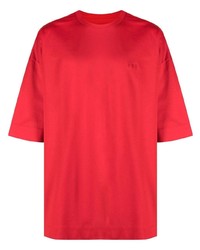 T-shirt à col rond brodé rouge Juun.J