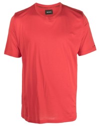 T-shirt à col rond brodé rouge Kiton