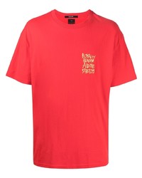T-shirt à col rond brodé rouge Ksubi
