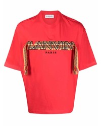 T-shirt à col rond brodé rouge Lanvin