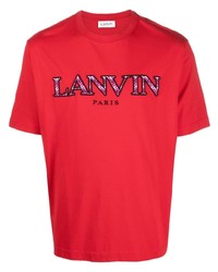 T-shirt à col rond brodé rouge Lanvin