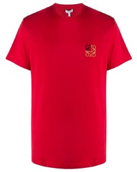 T-shirt à col rond brodé rouge Loewe