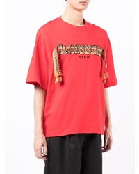 T-shirt à col rond brodé rouge Lanvin