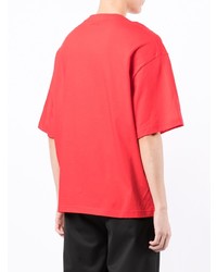 T-shirt à col rond brodé rouge Lanvin