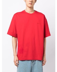 T-shirt à col rond brodé rouge Juun.J