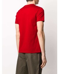 T-shirt à col rond brodé rouge Alexander McQueen