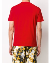 T-shirt à col rond brodé rouge Versace